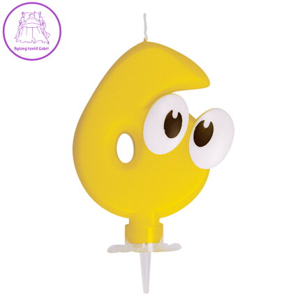 Číslová sviečka so stojančekom "6", 80 mm, 1ks