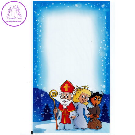 Mikulášsky sáček PP 25x42 cm - Mikuláš, anděl a čert