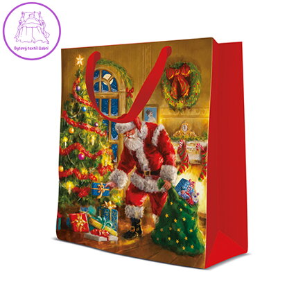 Dárková taška PAW Santa is here, medium - 20x25x10 cm