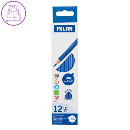 Pastelky MILAN Ergo Grip trojhranné, Cyan