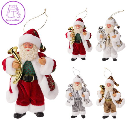 Vánoční ozdoba Mikuláš s rohem 18 cm na zavěšení (4 varianty /cena je za 1 kus)