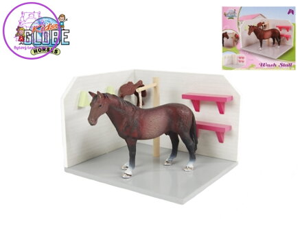 Kids Globe Horses box pro koně dřevěný 18x12x15cm 1:24 v krabičce