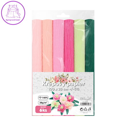 Krepový papír JUNIOR 100x25 cm BLOOM Florist (sada 6 ks)