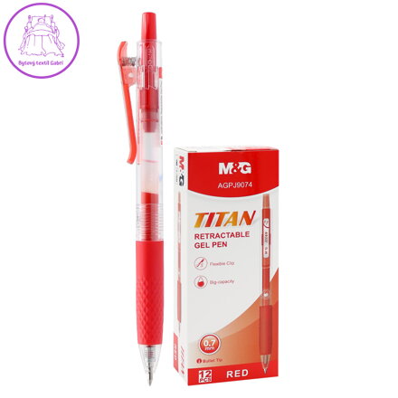 Roller gelový M&G TITAN zasouvací, hrot 0,7 mm, červený inkoust