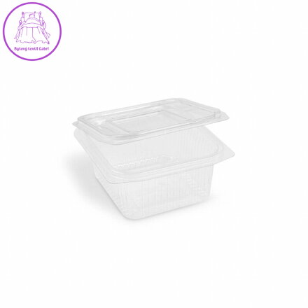Miska (rPET) s viečkom hranatá priehľadná 500ml [50 ks]