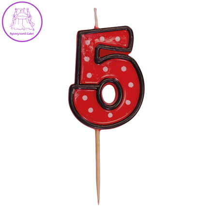 Číslová svíčka na špejli "5" 50mm [1 ks]