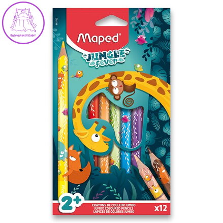 Pastelky MAPED Jungle Fever Jumbo 12 ks