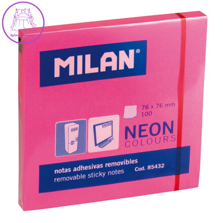 Blok lep NEON MILAN 76 x 76 mm růžový