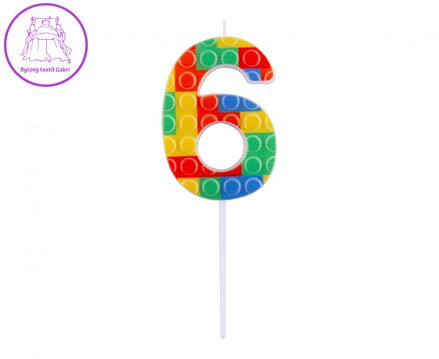 Dortová svíčka - číslo "6" Bloky 10,5 cm