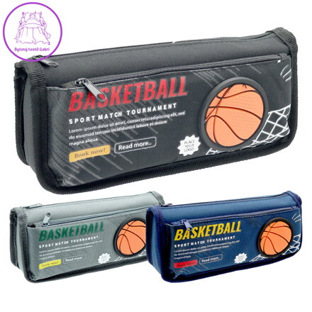 Penál se 2 zipy Basketbal, prázdný (mix barev)