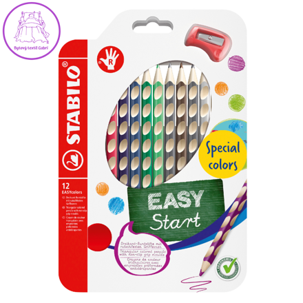 Pastelky STABILO EASYcolors pro praváky - 12 ks sada se struhadlem