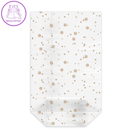 Vrecko číre (OPP) s krížovým dnom Hviezdy zlaté 16 x 27 + 6,5 cm [100 ks]