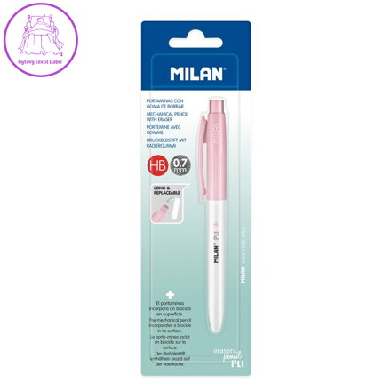 Mikrotužka / Pentelka MILAN PL1 Antibacterial HB 0,7 mm - ružová, blistr