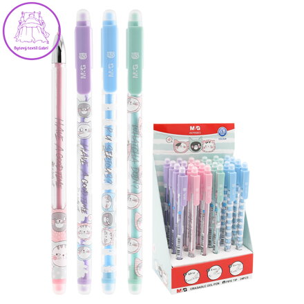 Roller gel/guma M&G So Many Cats Pastel 0,5 mm (4 vzory)