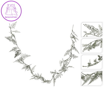 Girlanda zelená - větvička s lístky 170 cm, 4 designy