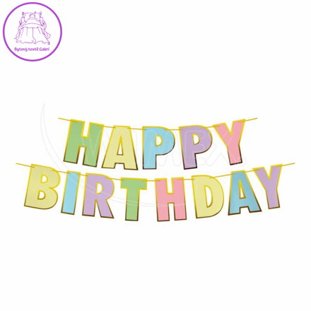 Papierová girlanda sada "HAPPY BIRTHDAY" 16 x 20 cm písmená + 5m šnúrka [1 sada]