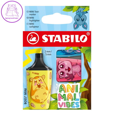Zvýrazňovač STABILO BOSS MINI Animal Vibes (sada 3 ks)