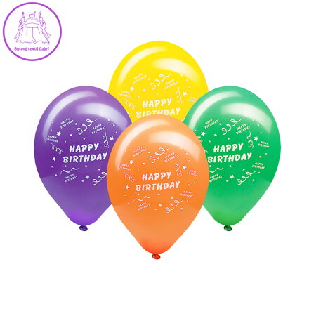 Balón M 25 cm, Happy Birthday / 100 ks /