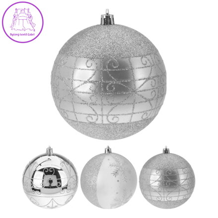 Vánoční koule - PP 120 mm / stříbrná, mix / 1ks