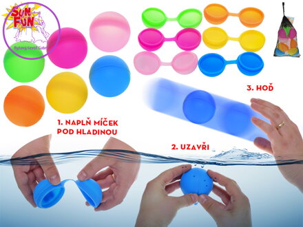Sun Fun míčky na vodu 6cm znovupoužitelné 6ks v síťce