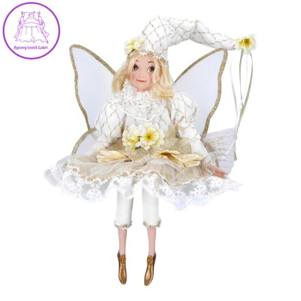 Víla s hracím strojkem 57 cm, zlato-jantarová barva