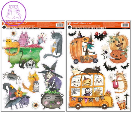 Okenní fólie s glitry Halloween 29 × 41 cm (cena je za 1 arch)