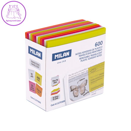 Blok lep MILAN Fluo průsvitný 76 x 76 mm (600 ks)
