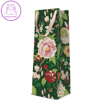 Dárková taška na láhev - Classic Flowers 12x10x37 cm
