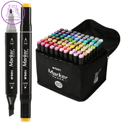 Fixy M&G Marker oboustranné, sada 80 ks v tašce