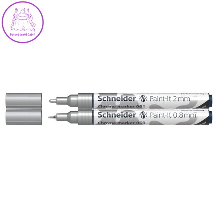 Popisovač Schneider Paint-It 060 Chrome Metallic, hrot 0,8 a 2 mm - stříbrný (sada 2 ks)