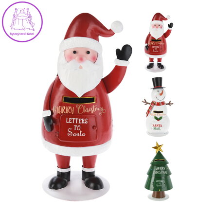 Kovová figurka 25 cm s poštovní schránkou (Mikuláš, sněhulák, strom)