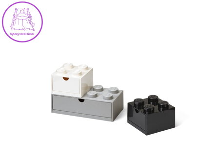 LEGO stolní boxy se zásuvkou Multi-Pack 3 ks - černá, bílá, šedá