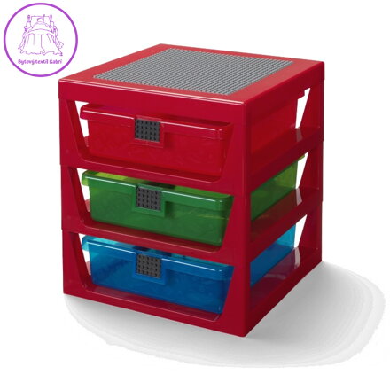 LEGO organizér se třemi zásuvkami - červená