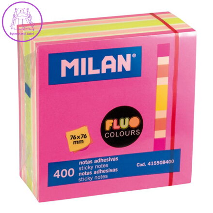 Blok lep MILAN Fluo colours 76 x 76 mm 400 l. - růžové