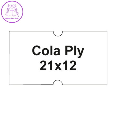 Etikety cen. COLA PLY 21x12 hranaté - 1250 etikiet/kotúčik, biele