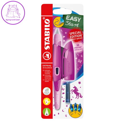 Plnicí pero pro leváky s hrotem pro začátečníky A - STABILO EASYbirdy Ergo - růžové