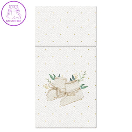 Vrecká na príbory PAW AIRLAID 20x10 cm Topánky na svätý krst, 25 ks/bal
