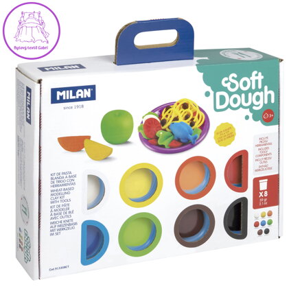 Plastelína MILAN Soft Dough sada 8 farieb + nástroje "Cooking time"