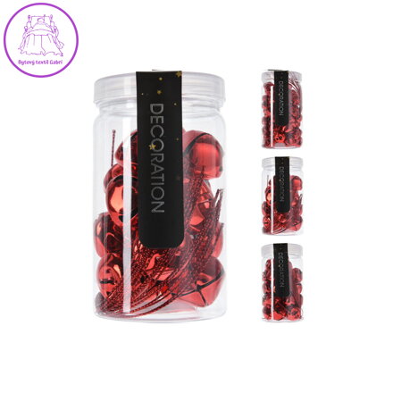 Vánoční ozdoby - kovové rolničky, červené (3 velikosti)