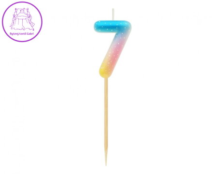 Dortová svíčka - číslo "7" pastelové ombre 11 cm