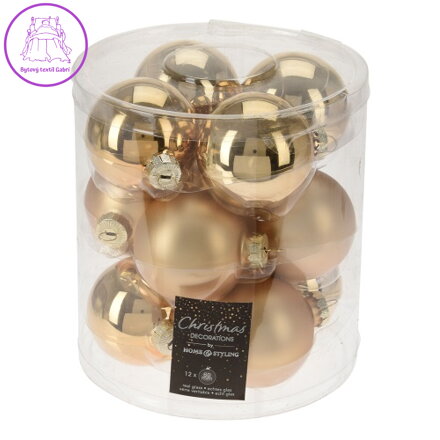Vánoční koule 60 mm skleněné 12 ks mix zlatá/matná