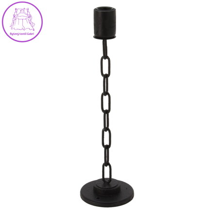 Svícen s řetězem v černé barvě 35 cm