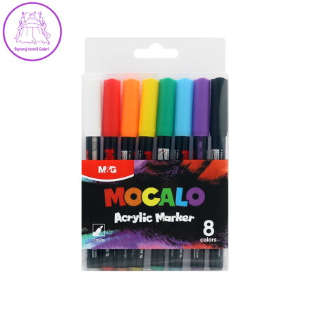 Popisovač M&G MOCALO Acrylic Marker, hrot 1 mm (sada 8 barev)