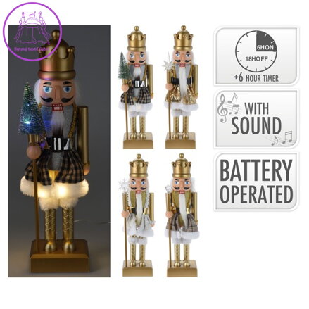 Louskáček 40 cm s LED světlem (4 varianty) zlatý