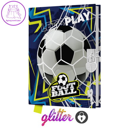 Památník JUNIOR 14x18 cm, 80 list. čistý se zámkem - Let´s Play Football