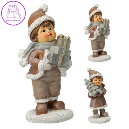 Figurka dítěte držícího vánoční dárek /strom 125 mm (mix chlapec, dívka /cena za 1 ks)