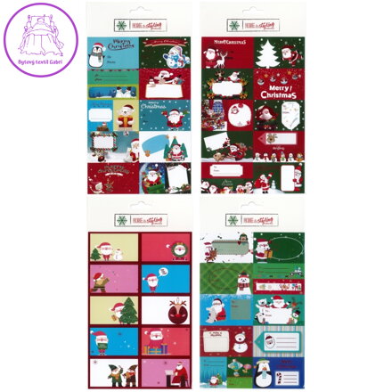 Vánoční samolepky se jmenovkou na dárky, mix /1ks