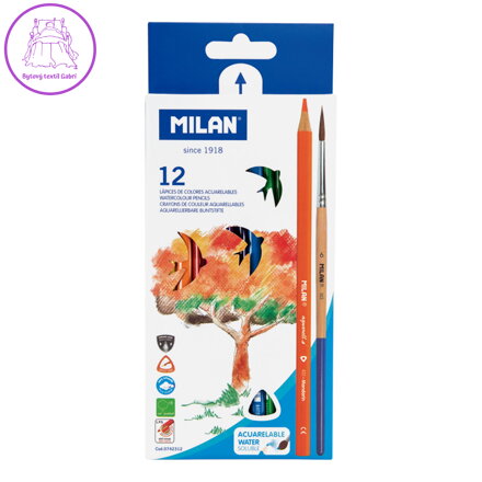 Pastelky akvarelové MILAN 12ks se štětcem