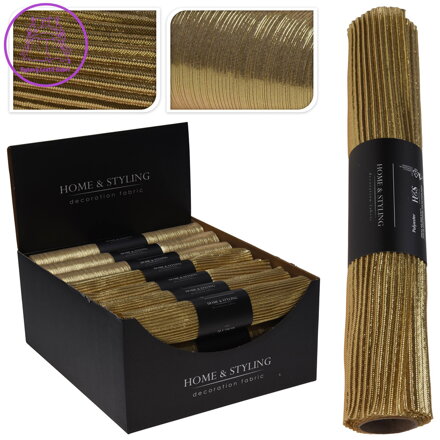 Organza látková 28x150 cm - vlnitý vzor, zlatá barva