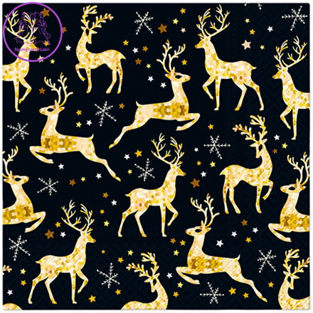 Ubrousky PAW L 33x33cm Golden Reindeer Charm Ubrousky PAW L 33x33cm Golden Reindeer Charm